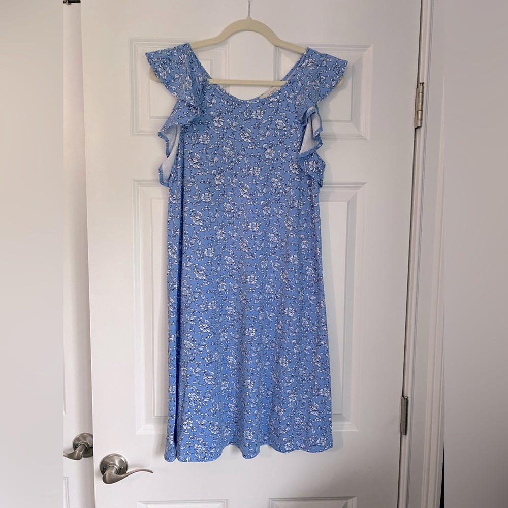 NWT LOFT Blue and White Floral Swing Dress